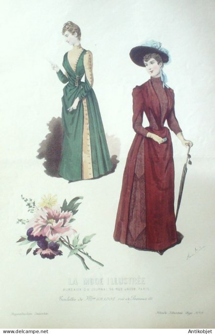 Gravure Mode illustree 1890 # 09 (Old Fashion plate) RARE