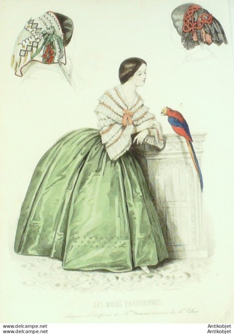 Gravure Les Modes Parisiennes 1857 # 758b Canezou Maison Colas