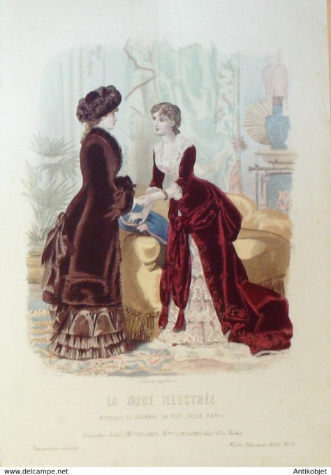 Gravure de mode La Mode illustrée 1882 n°01 (Maison Fladry-Coussinet)