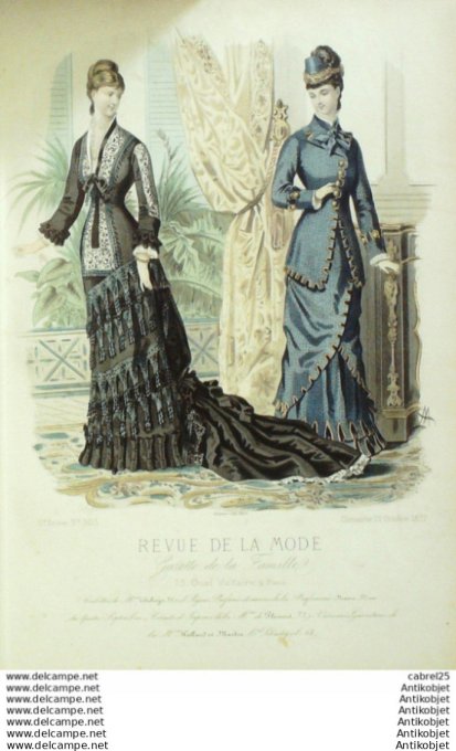 Gravure Mode La Gazette 1877 # 303 (Old Fashion plate)
