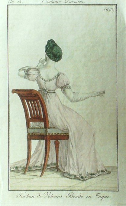 Gravure Mode Costume Parisien 1805 an 13 # 623 (eau forte old Fashion plate
