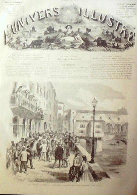 L'Univers illustré 1867 # 623 Italie Florence Chine Pékin Cap Bonne-Espérance phare Table-Bay  