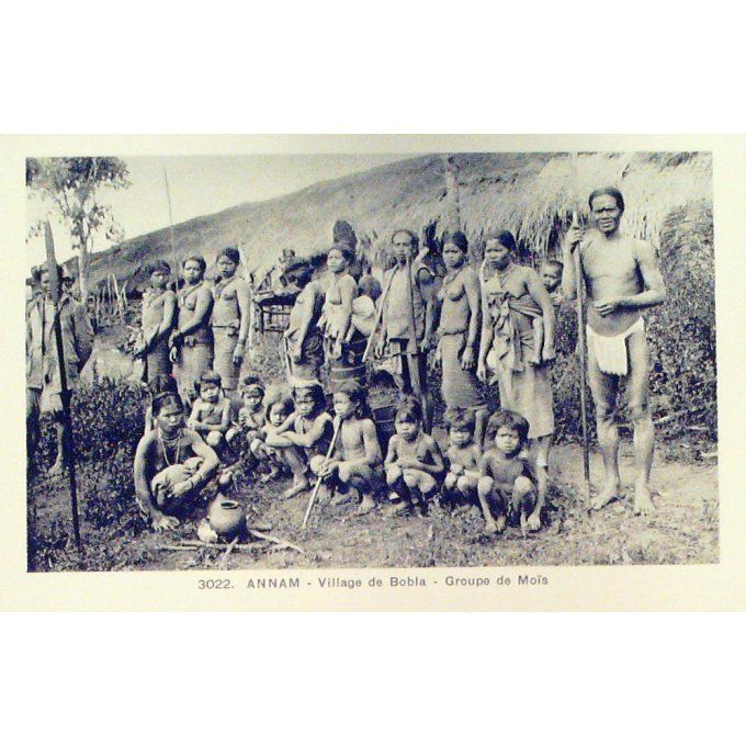 Cpa Viet-Nam Saigon Annam Tribu Mois Village De Bobia 1926