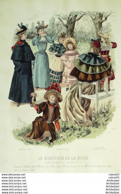 Gravure Mode Le Moniteur 1893 # 08 (Old Fashion plate)