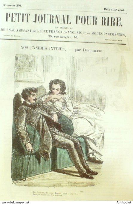 Petit journal pour Rire 1859 # 208 Nos ennemis intimes Damourette
