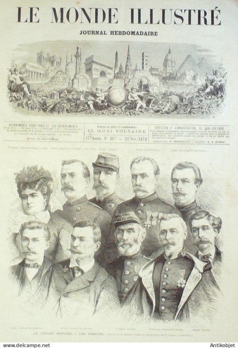 Le Monde illustré 1873 n°867 Italie Turin Metz Gravelotte (57) Procès Mal Bazaine Tombe et vases gal