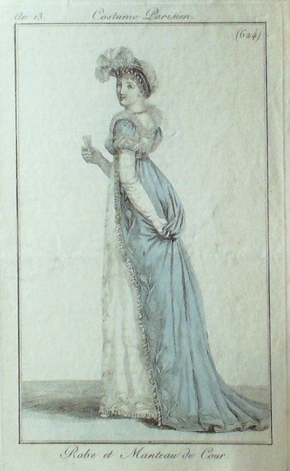 Gravure Mode Costume Parisien 1805 an 13 # 624 (eau forte old Fashion plate