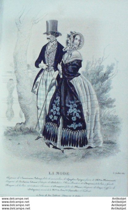 Gravure La mode 1841 # 22 (aquarelle old Fashion plate)