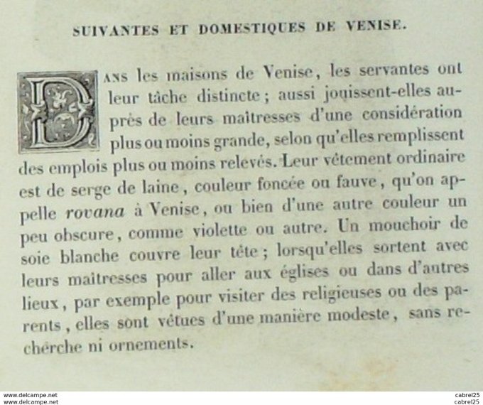 Italie VENISE domestique venitienne 1859