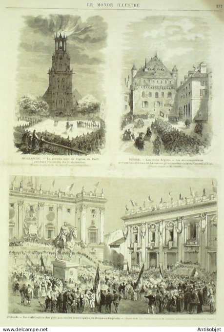 Le Monde illustré 1872 n°810 Fontainebleau (77) Apremont Pays-Bas Delft Suisse Lausanne Martinique S