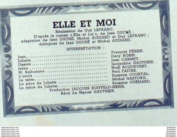 Mon Film 340 53-02-25 Elle et moi Dany Robin Jean Carmet