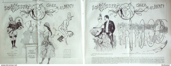 Le Journal Amusant 1885 # 1488 Soiree equestre chez M Alberti par Mars