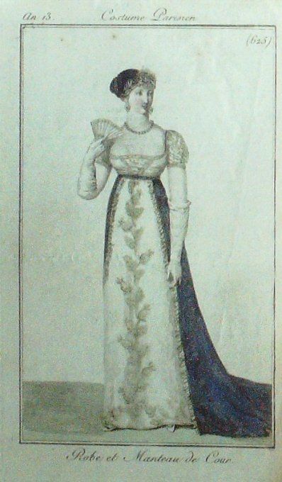 Gravure Mode Costume Parisien 1805 an 13 # 625 (eau forte old Fashion plate