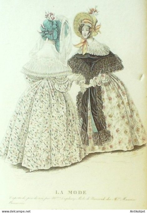 Gravure La mode 1836 # 505 (aquarelle old Fashion plate)