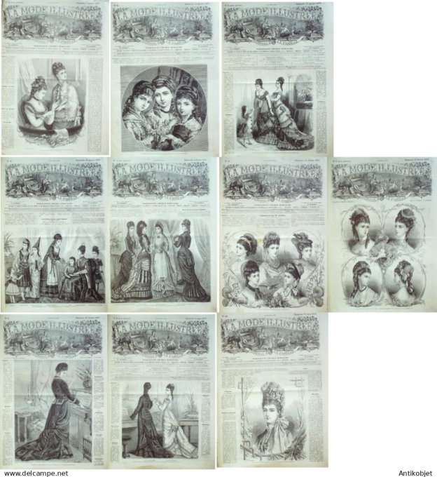 Mode illustree  1877 Lot de 10 journaux