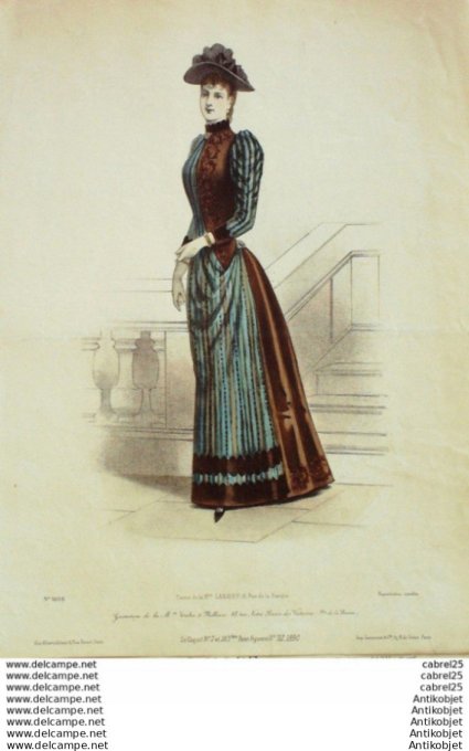 Gravure Mode Le Coquet 1890 # 07 (Old Fashion plate)