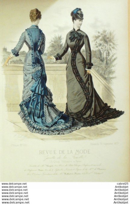 Gravure Mode La Gazette 1877 # 300 (Old Fashion plate)