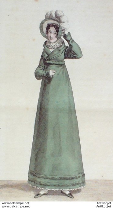 Gravure de mode Costume Parisien 1817 n°1692 Robe de mérinos