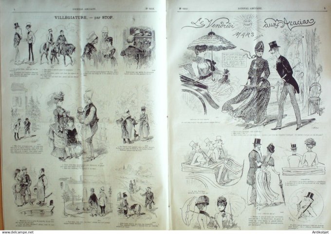 Le Journal Amusant 1884 # 1452 Le vendredi aux acacias par Mars