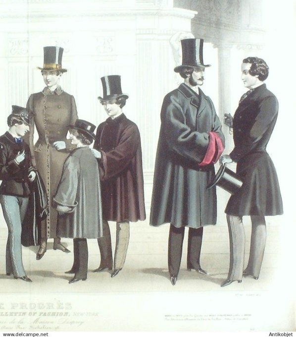 Gravure de Mode originale Le Progres 1855 # 70 (Maison Desprey)
