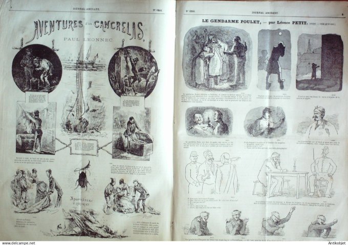 Le Journal Amusant 1880 # 1248 Aventures cancrelas de Paul Leonnec