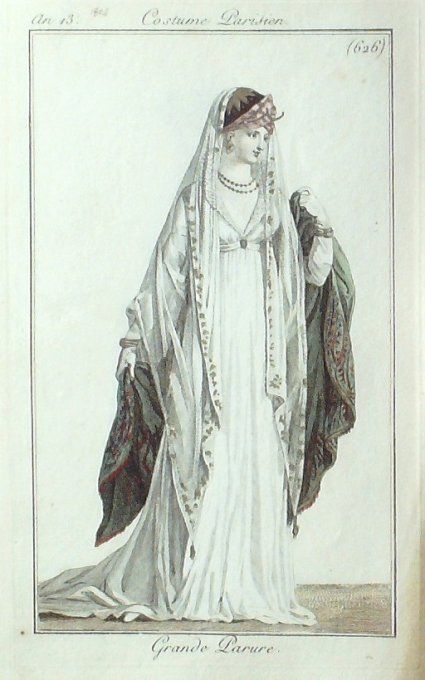 Gravure Mode Costume Parisien 1805 an 13 # 626 (eau forte old Fashion plate