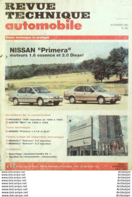 R.T Automobile Nissan Primera Safrane Austin Peugeot 405   # 545