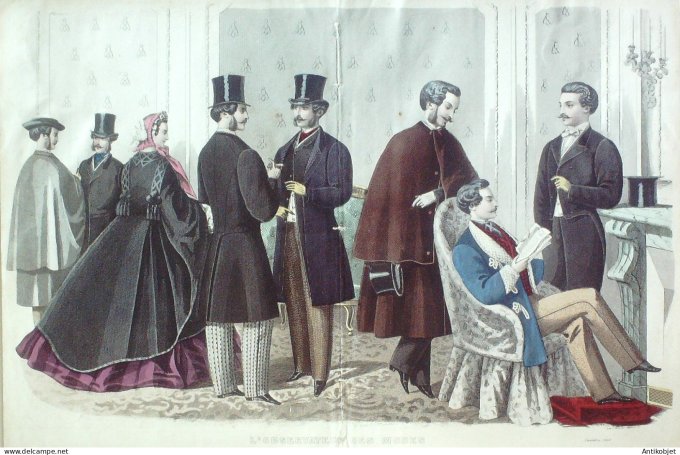 Gravure Mode L'Observateur 1860-12 (Old Fashion plate) rare