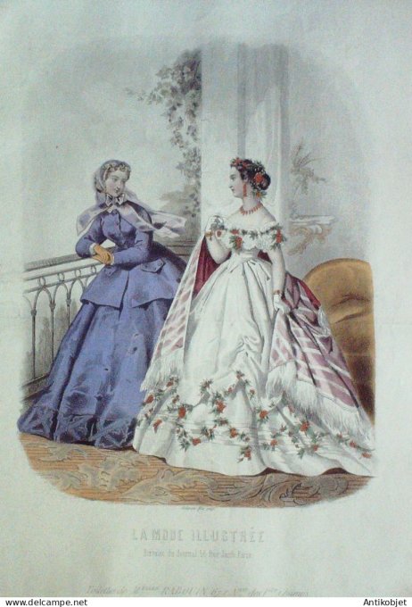 Gravure Mode illustree 1865 # 42 (Old Fashion plate)