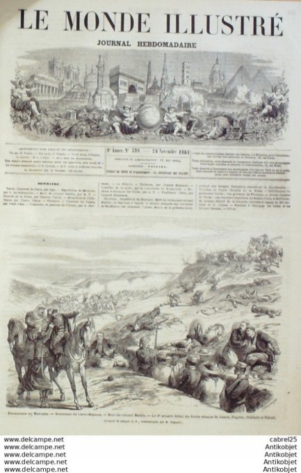 Le Monde illustré 1864 n°398 Mexique Cerro Majama Mexico Tunisie Tunis Kalaa Italie Florence