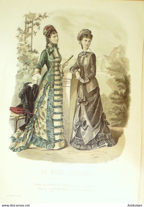 Gravure de mode La Mode illustrée 1878 n°38 (Maison Bréant-Castel)