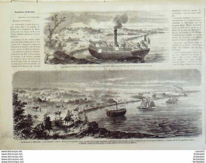 Le Monde illustré 1864 n°398 Mexique Cerro Majama Mexico Tunisie Tunis Kalaa Italie Florence