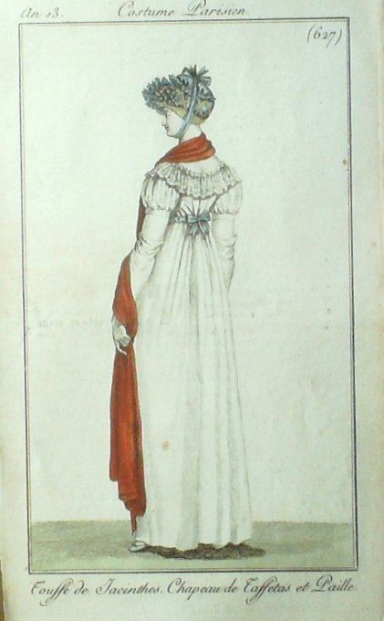 Gravure Mode Costume Parisien 1805 an 13 # 627 (eau forte old Fashion plate
