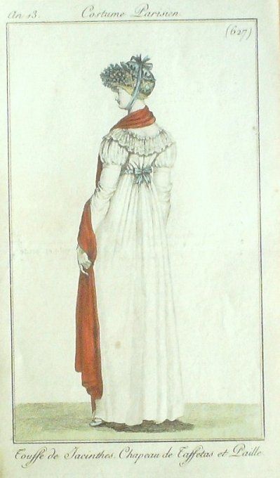 Gravure Mode Costume Parisien 1805 an 13 # 627 (eau forte old Fashion plate
