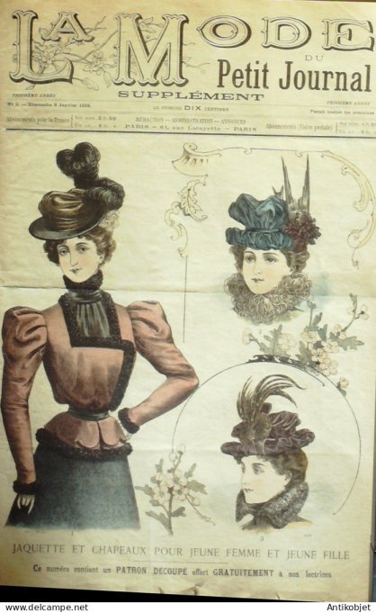 La Mode du Petit journal 1898 n° 02 Toilettes Costumes Passementerie