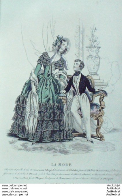 Gravure La mode 1841 # 32 (aquarelle old Fashion plate)