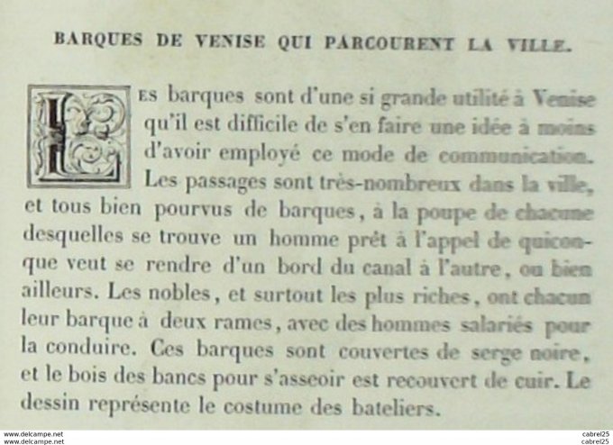 Italie VENISE Pirogues vénitiennes 1859