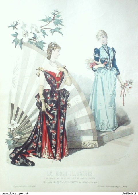 Gravure Mode illustree 1890 # 06 (Old Fashion plate) RARE