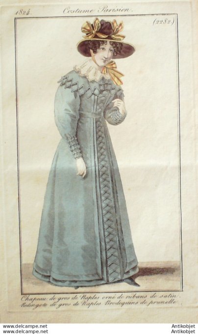 Costume Parisien 1824 # 2282 Redingote gros de Naples