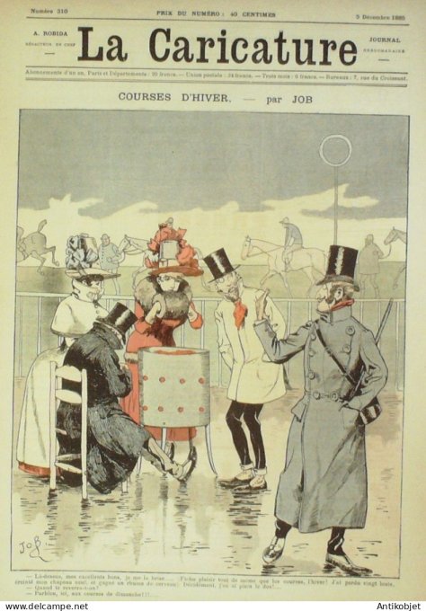 La Caricature 1885 #310 Courses d'hiver Job Massenet par Luque Rabelais Toto Robida