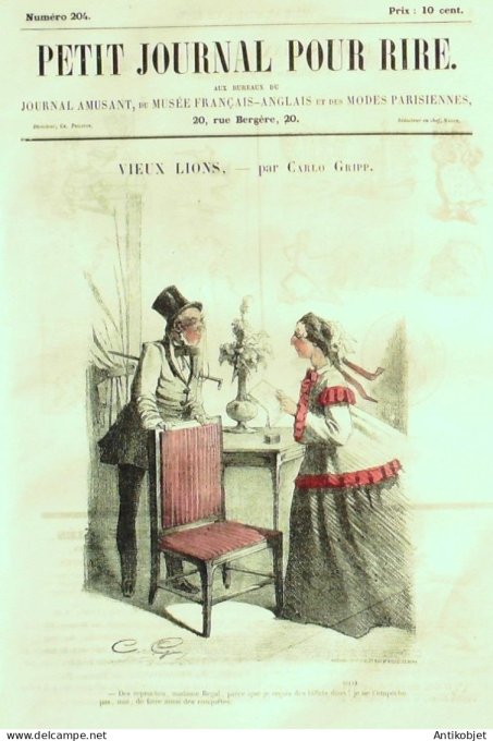 Petit journal pour Rire 1859 # 204 Vieux lions Gripp