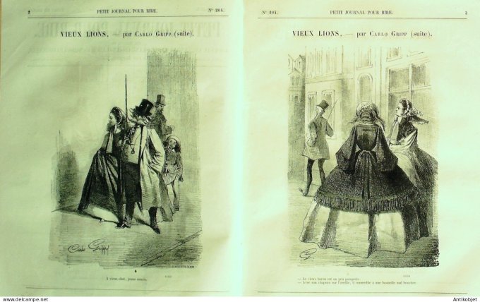 Petit journal pour Rire 1859 # 204 Vieux lions Gripp