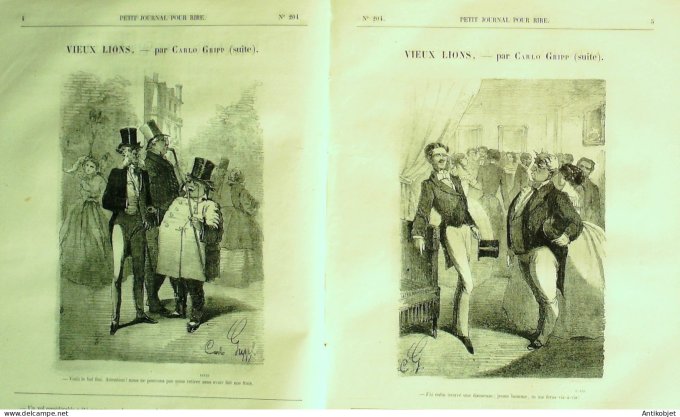 Petit journal pour Rire 1859 # 204 Vieux lions Gripp