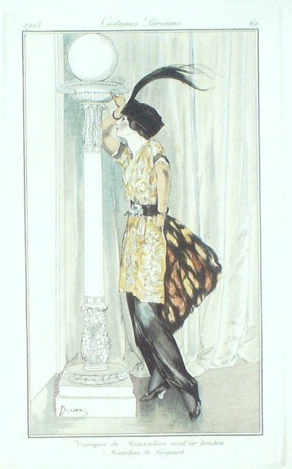 Drian Adrien Etienne Pochoir Mode Art Deco n°  62-1913 Journal des Dames