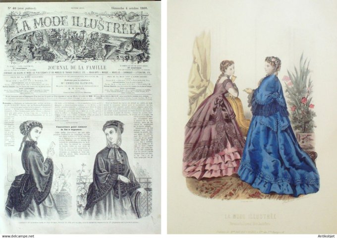 La Mode illustrée journal + gravure associée 1868 # 40