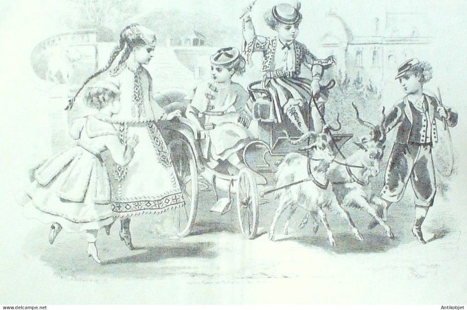 Gravure Mode J.Demoiselles 1867 # 11b (aquarelle Old Fashion plate)