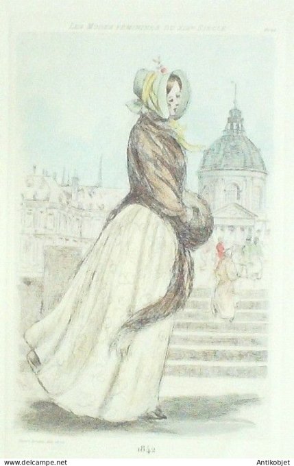 Gravure Mode Boutet (pointe seche aquarellee old Fashion plate) Pl 42-1902