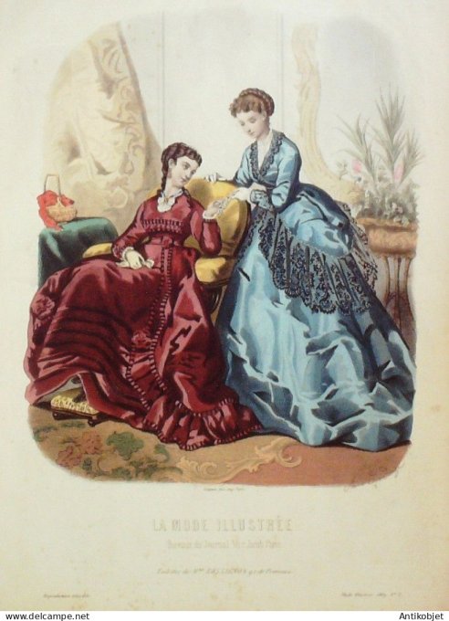 Gravure Mode illustree 1869 #  7 (Old Fashion plate)