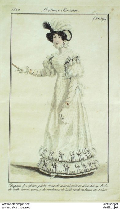 Costume Parisien 1822 # 2109 Robe tulle brodé rouleaux