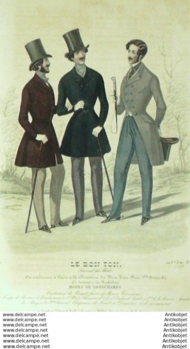 Gravure Mode Le Bon Ton 1840 # 417 (aquarelle old fashion plate)